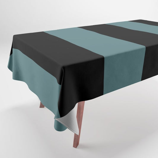 Black Dark Aqua Minimal Vertical Stripe Pattern 2023 Color of the Year Vining Ivy PPG1148-6 Tablecloth
