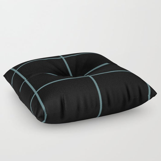 Black Dark Aqua Sponge Paint Thin Check Pattern 2023 Color of the Year Vining Ivy PPG1148-6 Floor Pillow