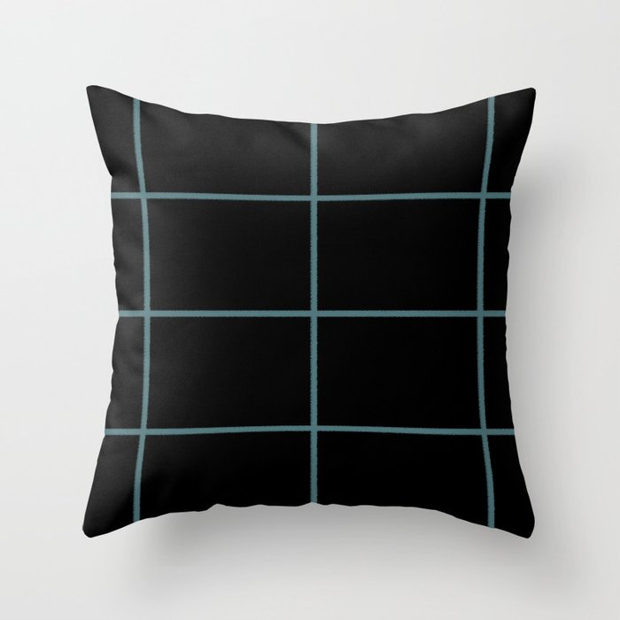 Black Dark Aqua Sponge Paint Thin Check Pattern 2023 Color of the Year Vining Ivy PPG1148-6 Throw Pillow