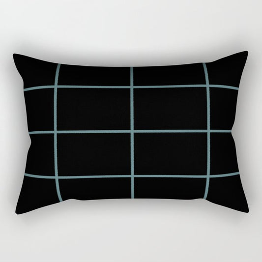 Black Dark Aqua Sponge Paint Thin Check Pattern 2023 Color of the Year Vining Ivy PPG1148-6 Rectangle Pillow