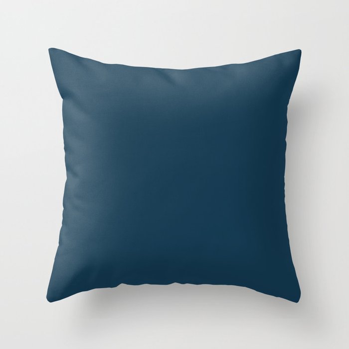 Blue Solid Color Pairs 2022 Spring / Summer Trending Hue Pantone Gibraltar Sea 19-4038 Throw Pillow