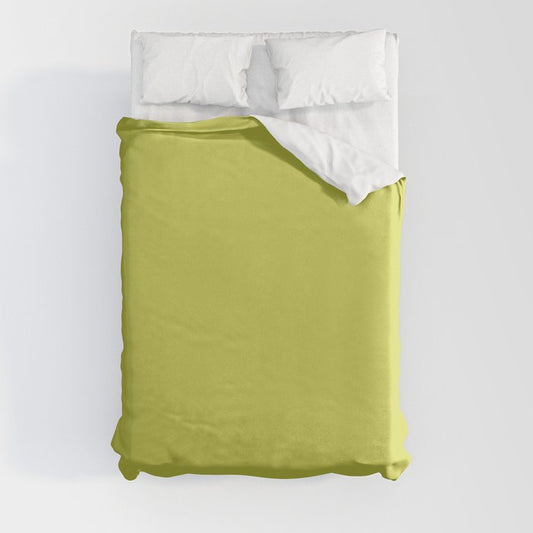 Bright Green Solid Color Pairs 2023 Trending Hue Dunn-Edwards Limelight DE5516 - Liberated Nomads Collection Duvet