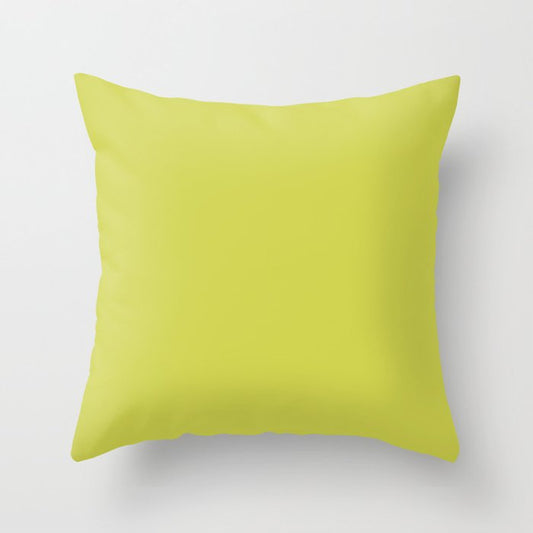 Bright Green Solid Color Pairs 2023 Trending Hue Dunn-Edwards Limelight DE5516 - Liberated Nomads Collection Throw Pillow