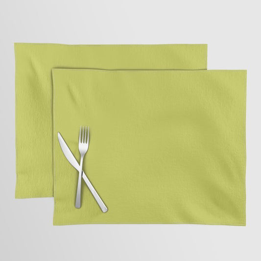 Bright Green Solid Color Pairs 2023 Trending Hue Dunn-Edwards Limelight DE5516 - Liberated Nomads Collection Placemat Sets