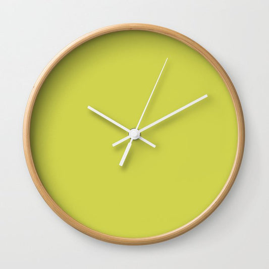 Bright Green Solid Color Pairs 2023 Trending Hue Dunn-Edwards Limelight DE5516 - Liberated Nomads Collection Wall Clock