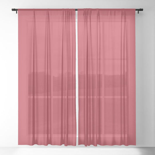 Bright Red Solid Color Dunn & Edwards 2023 Trending Color Striking Red DEA103 Life in Poetry Collection Sheer Curtains