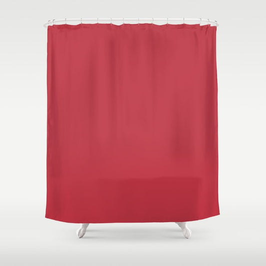 Bright Red Solid Color Dunn & Edwards 2023 Trending Color Striking Red DEA103 Life in Poetry Collection Shower Curtain