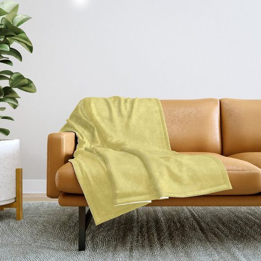 Bright Yellow Solid Color Dunn & Edwards 2023 Trending Color Dandelion DE5417 Life in Poetry Collection Throw Blanket