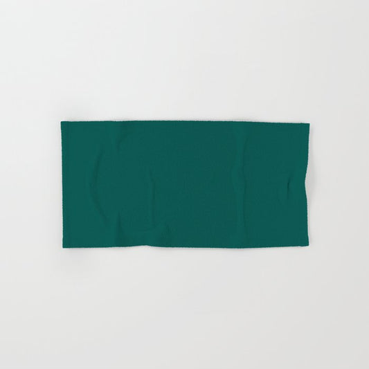 Buoyant Dark Aquamarine Green Blue Solid Color Pairs To Sherwin Williams Cape Verde SW 6482 Hand & Bath Towel