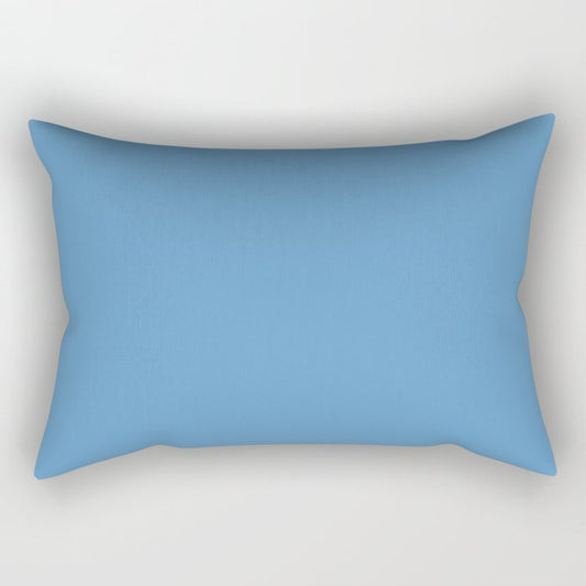 Calming Medium Blue Solid Color Pairs to Tranquil Blue 114-57-24 Color Trends Spring Summer 2023 Rectangular Pillow