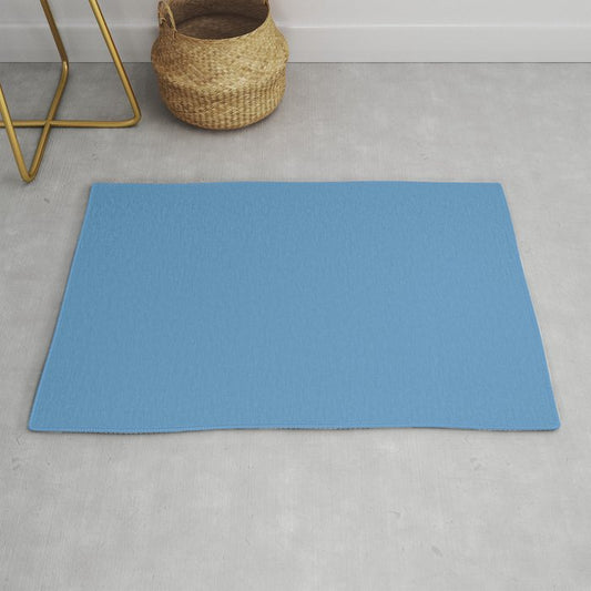 Calming Medium Blue Solid Color Pairs to Tranquil Blue 114-57-24 Color Trends Spring Summer 2023 Throw & Area Rugs