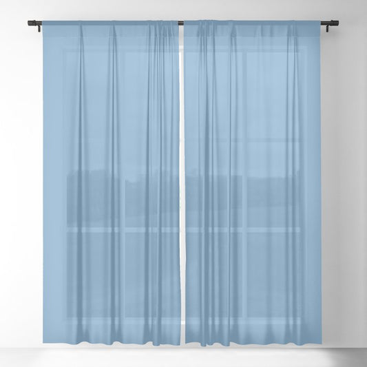 Calming Medium Blue Solid Color Pairs to Tranquil Blue 114-57-24 Color Trends Spring Summer 2023 Sheer Curtain