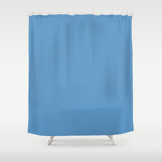 Calming Medium Blue Solid Color Pairs to Tranquil Blue 114-57-24 Color Trends Spring Summer 2023 Shower Curtain