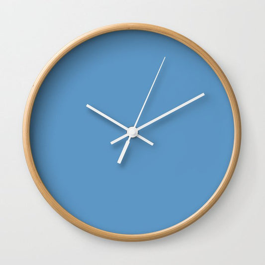 Calming Medium Blue Solid Color Pairs to Tranquil Blue 114-57-24 Color Trends Spring Summer 2023 Wall Clock