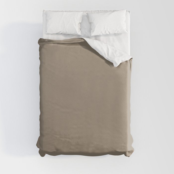 Clay Beige Gray Solid Color Pairs PPG Glidden 2023 Trending Color Oyster Shell PPG14-13 Duvet Cover
