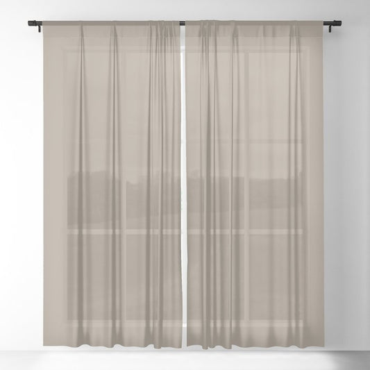 Clay Beige Gray Solid Color Pairs PPG Glidden 2023 Trending Color Oyster Shell PPG14-13 Sheer Curtain