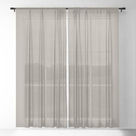 Cobblestone Greige Gray - Grey Solid Color Pairs Winter Cocoa PPG1000-4 Sheer Curtain