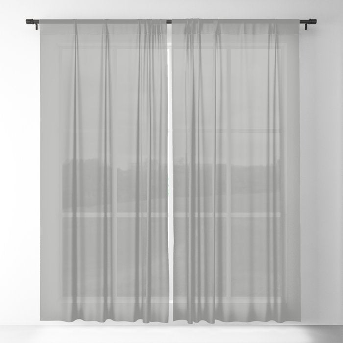 Cool Medium Gray Grey Solid Color Pairs PPG Cloudy Slate PPG0996-4 Sheer Curtain