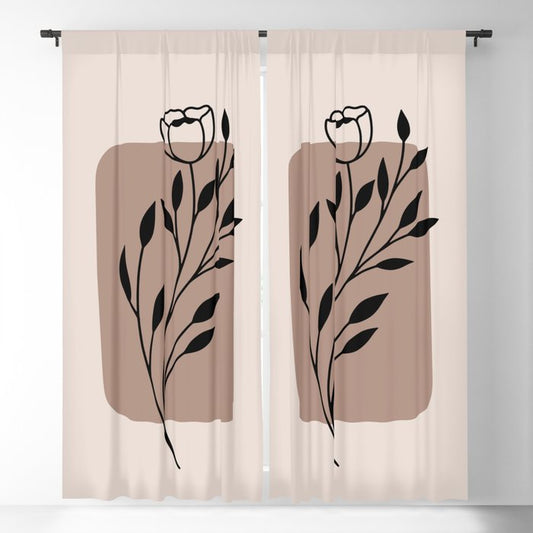 Earthy Browns Modern Botanical Mid-century Leaf Plant 2023 Color of the Year Redend Point SW 9081 Blackout Curtains
