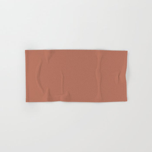 Dark Apricot Orange Pink Solid Color Pairs PPG Crushed Cinnamon PPG1063-6 - All One Single Shade Hue Hand & Bath Towel