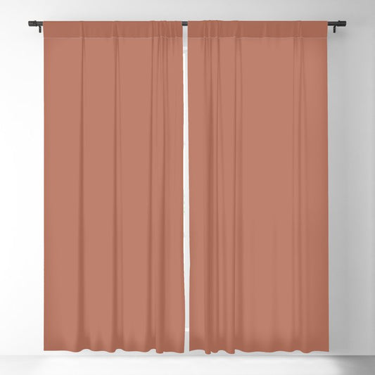 Dark Apricot Orange Pink Solid Color Pairs PPG Crushed Cinnamon PPG1063-6 - All One Single Shade Hue Blackout Curtain