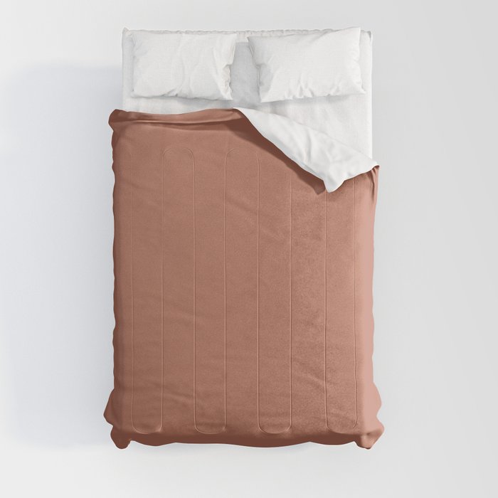 Dark Apricot Orange Pink Solid Color Pairs PPG Crushed Cinnamon PPG1063-6 - All One Single Shade Hue Comforter