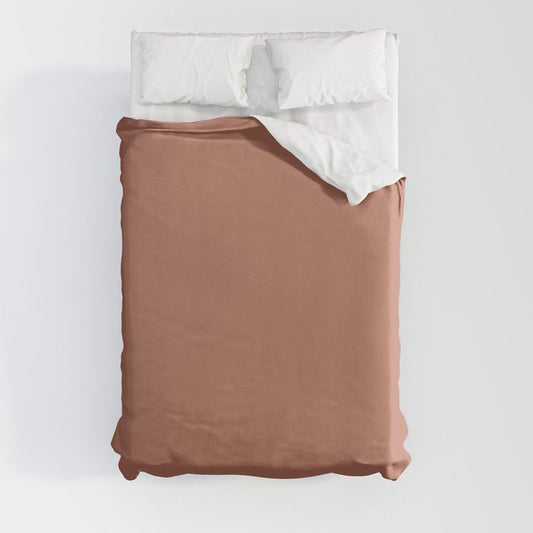 Dark Apricot Orange Pink Solid Color Pairs PPG Crushed Cinnamon PPG1063-6 - All One Single Shade Hue Duvet Cover