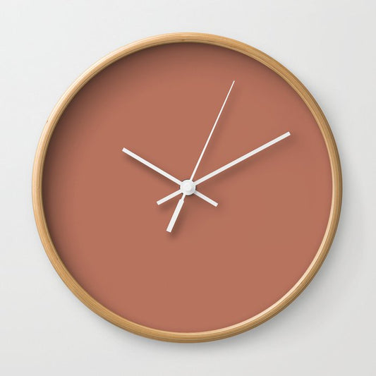 Dark Apricot Orange Pink Solid Color Pairs PPG Crushed Cinnamon PPG1063-6 - All One Single Shade Hue Wall Clock