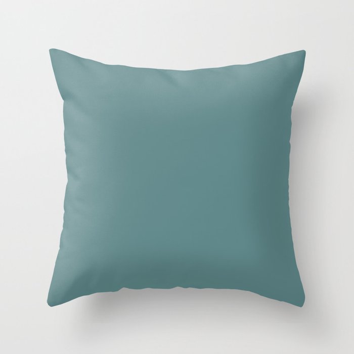 Dark Aqua Blue-Green Solid Color Hue Shade - Patternless Throw Pillow