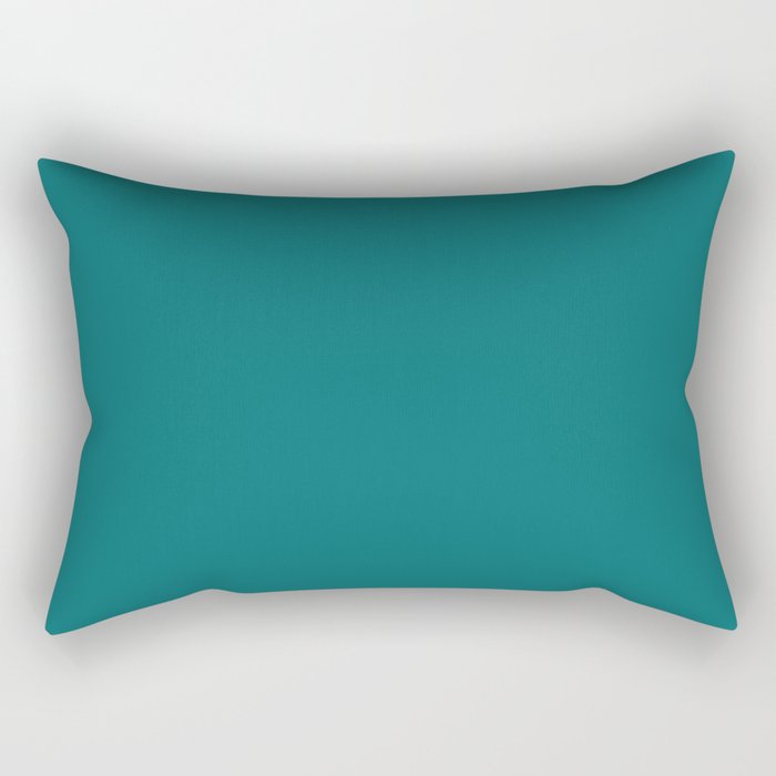 Dark Aqua Blue Green Solid Color Pairs Coloro Verdigris 092-38-21 Color Trends Spring Summer 2023 Rectangular Pillow