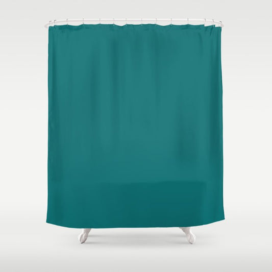 Dark Aqua Blue Green Solid Color Pairs Coloro Verdigris 092-38-21 Color Trends Spring Summer 2023 Shower Curtain