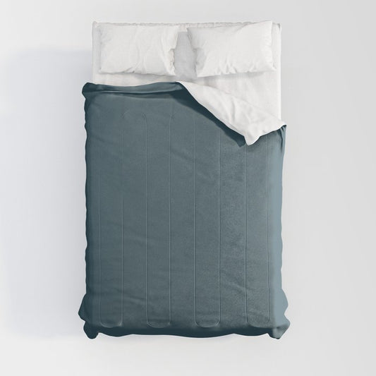 Dark Blue Solid Color Pairs 2023 Trending Hue Dunn-Edwards LA at Night DEFD48 - Liberated Nomads Collection Comforter