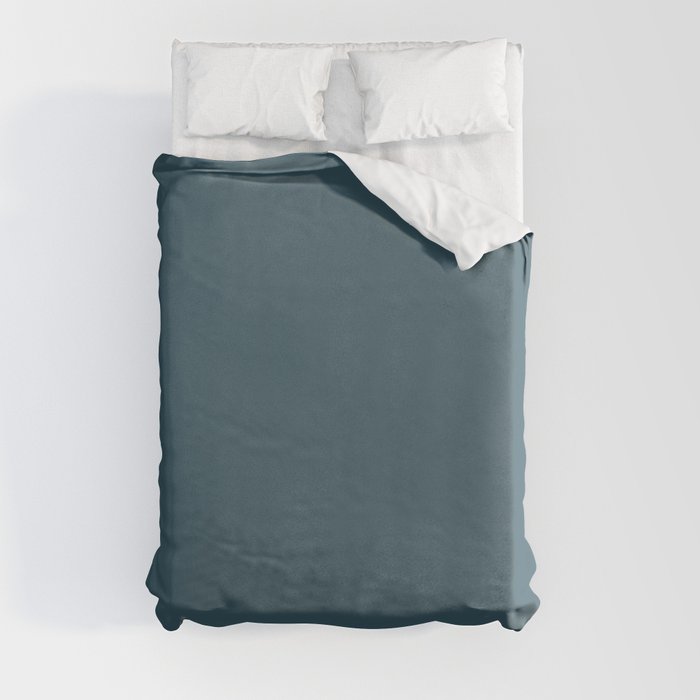 Dark Blue Solid Color Pairs 2023 Trending Hue Dunn-Edwards LA at Night DEFD48 - Liberated Nomads Collection Duvet