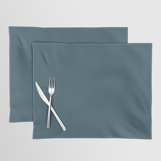 Dark Blue Solid Color Pairs 2023 Trending Hue Dunn-Edwards LA at Night DEFD48 - Liberated Nomads Collection Placemat Sets