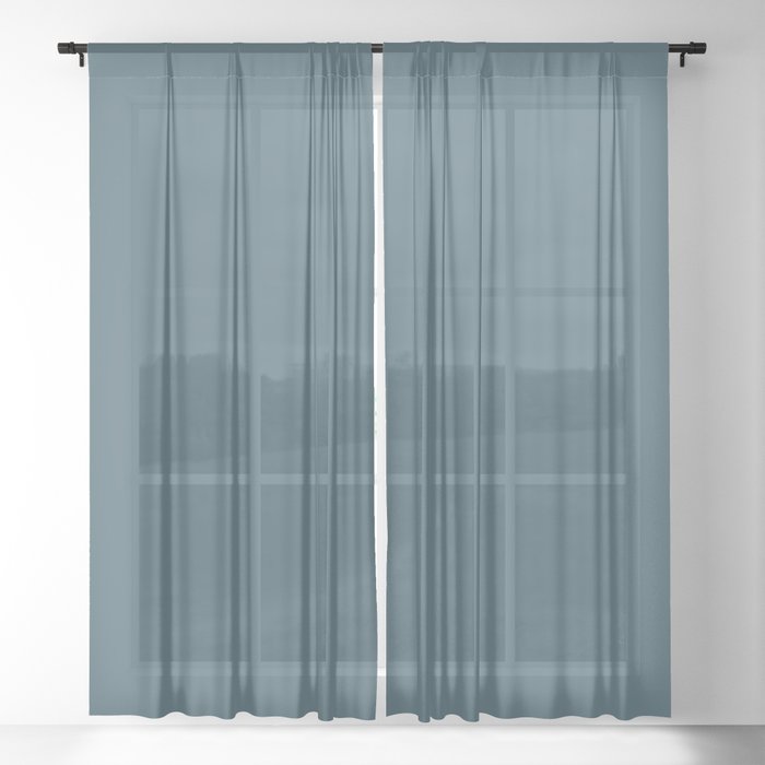 Dark Blue Solid Color Pairs 2023 Trending Hue Dunn-Edwards LA at Night DEFD48 - Liberated Nomads Collection Sheer Curtains