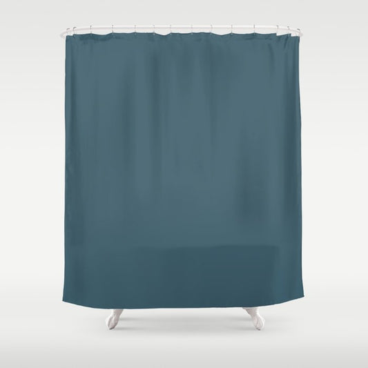 Dark Blue Solid Color Pairs 2023 Trending Hue Dunn-Edwards LA at Night DEFD48 - Liberated Nomads Collection Shower Curtain