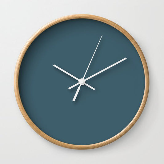 Dark Blue Solid Color Pairs 2023 Trending Hue Dunn-Edwards LA at Night DEFD48 - Liberated Nomads Collection Wall Clock