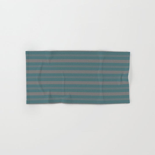 Dark Aqua Gray Stripes Horizontal Pattern Pairs 2023 Color of the Year Vining Ivy PPG1148-6 Bath & Hand Towels
