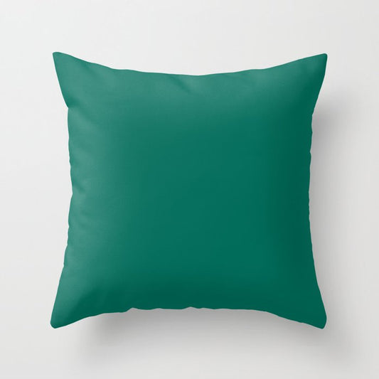 Dark Green Solid Color Pairs 2023 Trending Hue Dunn-Edwards Malachite Green DEFD37 - Liberated Nomads Collection Throw Pillow