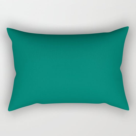 Dark Green Solid Color Pairs 2023 Trending Hue Dunn-Edwards Malachite Green DEFD37 - Liberated Nomads Collection Rectangle Pillow
