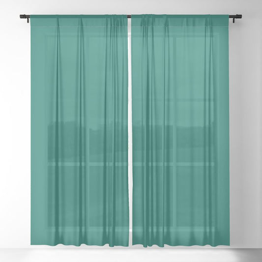 Dark Green Solid Color Pairs 2023 Trending Hue Dunn-Edwards Malachite Green DEFD37 - Liberated Nomads Collection Sheer Curtains