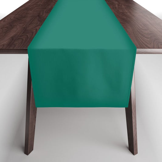Dark Green Solid Color Pairs 2023 Trending Hue Dunn-Edwards Malachite Green DEFD37 - Liberated Nomads Collection Table Runner