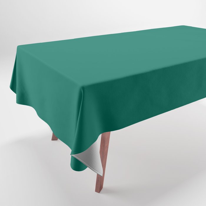 Dark Green Solid Color Pairs 2023 Trending Hue Dunn-Edwards Malachite Green DEFD37 - Liberated Nomads Collection Tablecloth