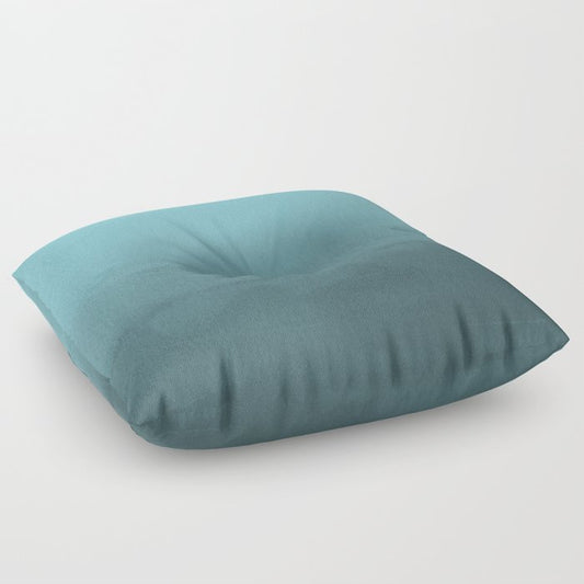 Dark Aqua Watercolor Ombre Gradient Blend Abstract Pairs 2023 Color of the Year Vining Ivy PPG1148-6 Floor Pillow