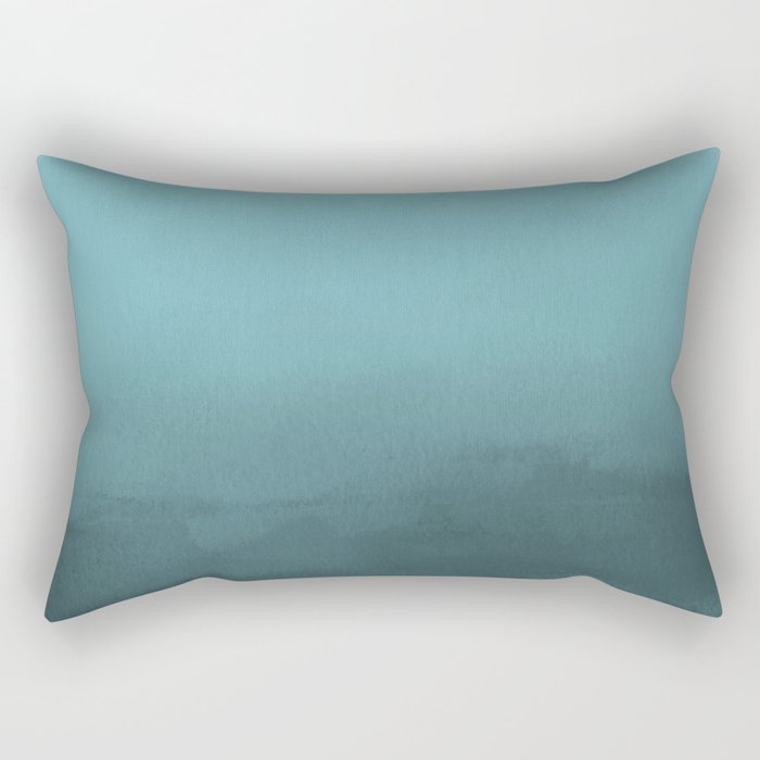 Dark Aqua Watercolor Ombre Gradient Blend Abstract Pairs 2023 Color of the Year Vining Ivy PPG1148-6 Rectangle Pillow