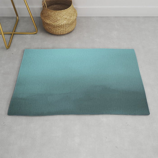 Dark Aqua Watercolor Ombre Gradient Blend Abstract Pairs 2023 Color of the Year Vining Ivy PPG1148-6 Throw and Area Rug