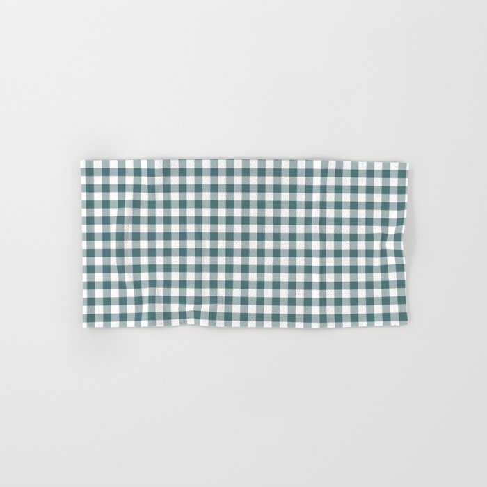 Dark Aqua White Buffalo Plaid Checkerboard Pattern 2023 Color of the Year Vining Ivy PPG1148-6 Bath & Hand Towels