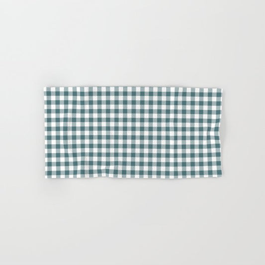 Dark Aqua White Buffalo Plaid Checkerboard Pattern 2023 Color of the Year Vining Ivy PPG1148-6 Bath & Hand Towels