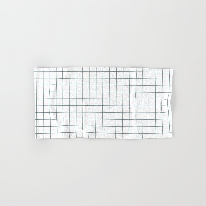 Dark Aqua White Grid Pattern 2023 Color of the Year Vining Ivy PPG1148-6 Bath & Hand Towels