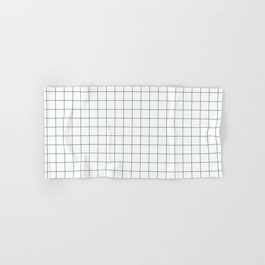 Dark Aqua White Grid Pattern 2023 Color of the Year Vining Ivy PPG1148-6 Bath & Hand Towels